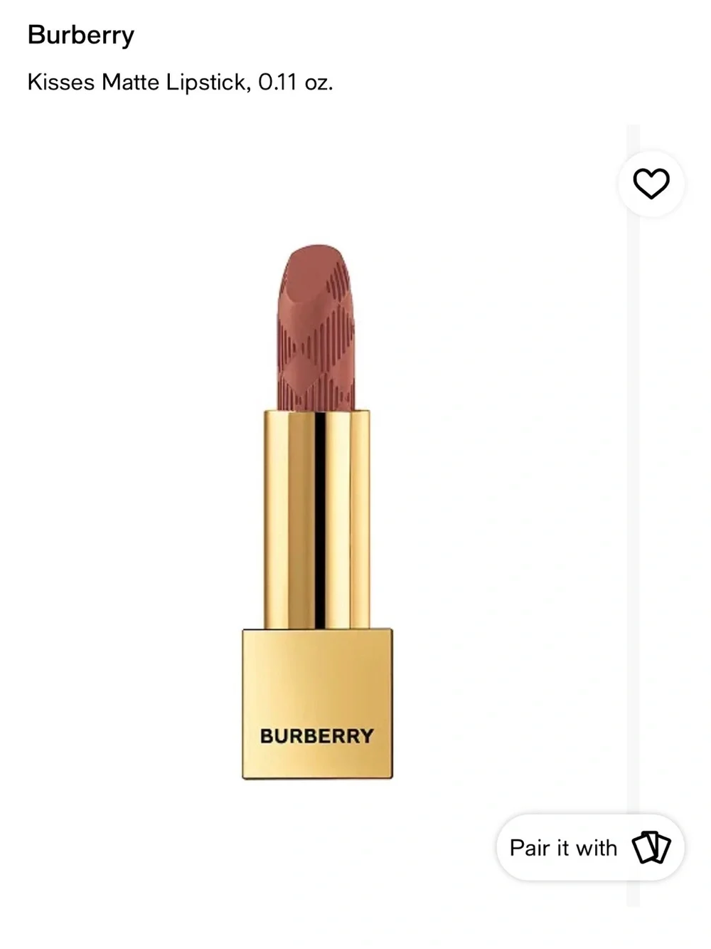 Burberry Lipstick in 90 matte cinnamon magnetic closure